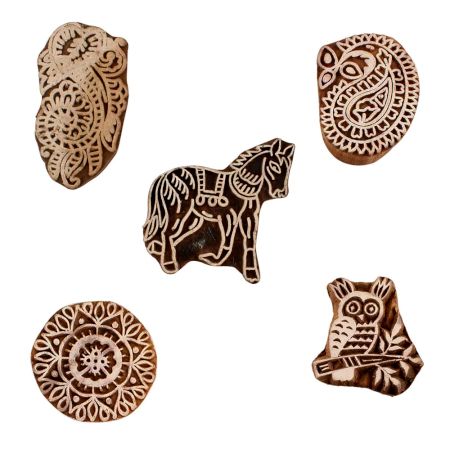 Set of 5 Piece New Mix Wooden Printing Blocks